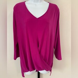 Chaus Pink Wrap Blouse with Relaxed Fit